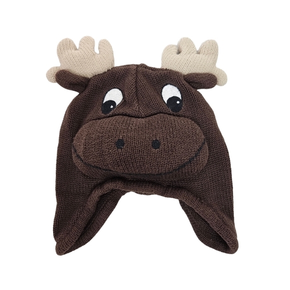 Gymboree Brown Knit 3D Moose Trapper Hat Size 2T to 3T Unisex Toddler H74 - Picture 5 of 5